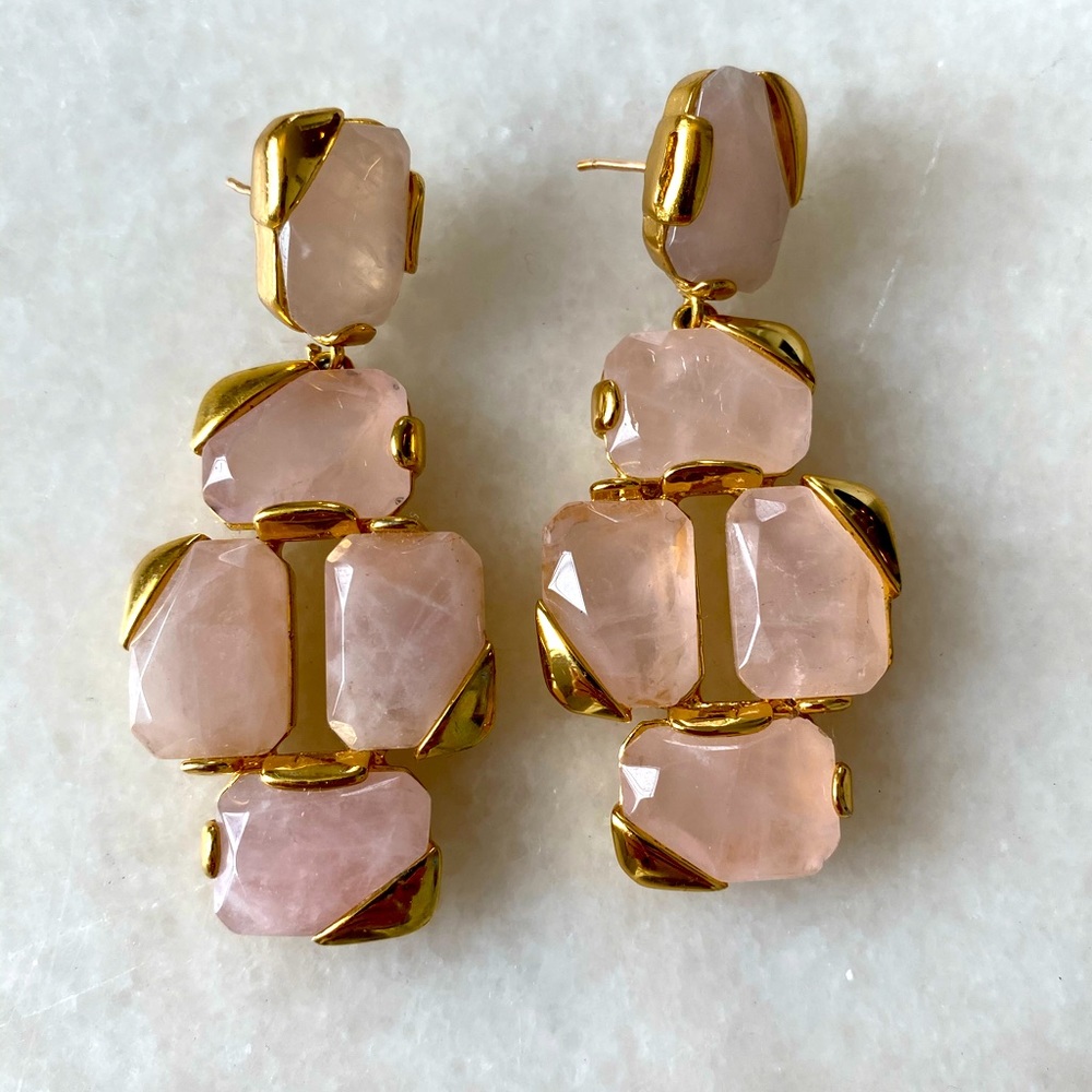 Kate Spade ‘Stepping Stone’ rose quartz earrings